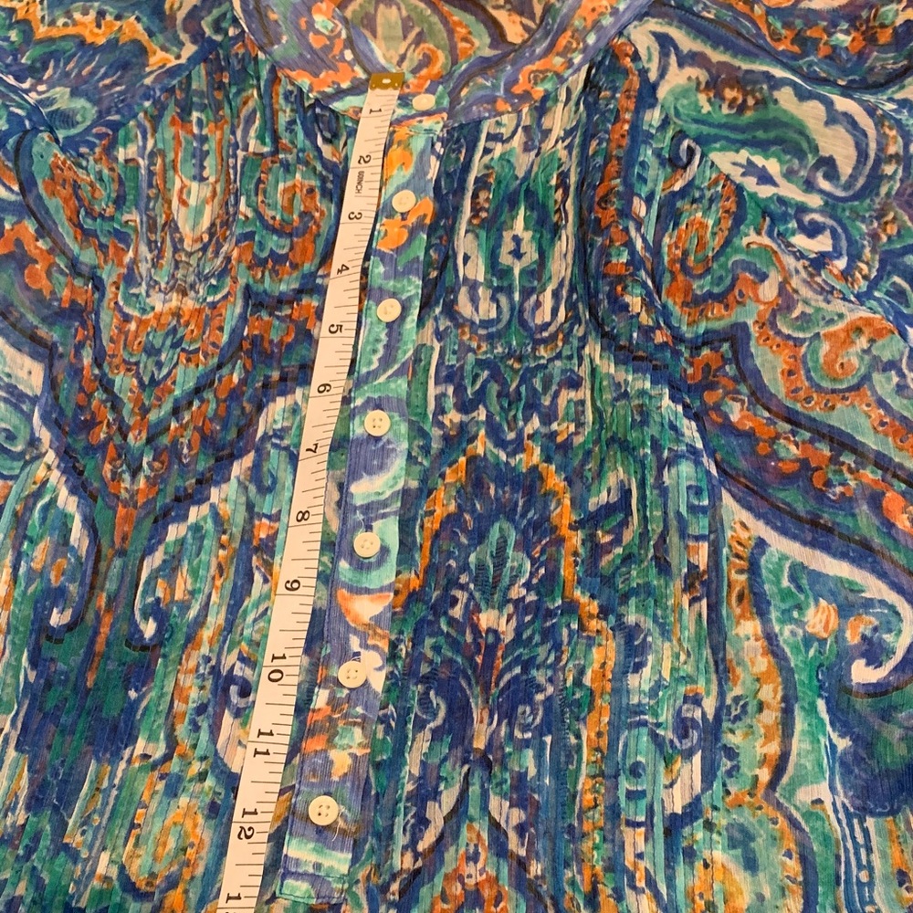 Ralph Lauren Blue and Aqua Paisley Sheer Tunic - Picture 12 of 12